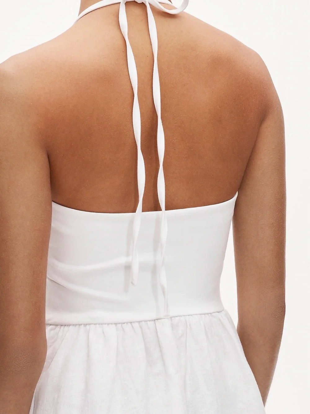 J crew White Halter Linen blend Maxi Dress - Elegant Summer Style SZ M NWT